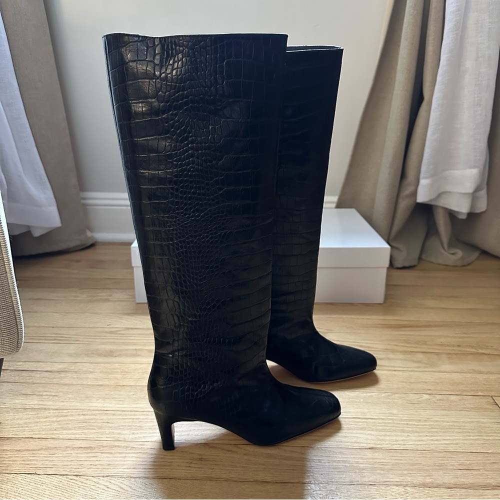 NEW Anine Bing Felicia Boots in Black Croc - Picture 8 of 15